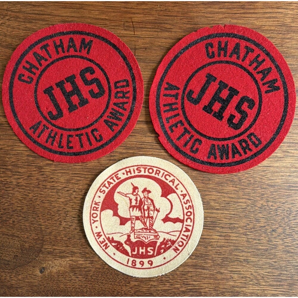 Chatham JHS Athletic Award Felt Patches & NY State Historical Association 1899